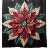 Stechmuster Poinsettia Rot Grün Schwarz Duschvorhang (Vorderseite)