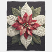 Stechmuster Poinsettia Rot Grün Schwarz Fleecedecke (Vorderseite)