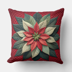 Stechmuster Poinsettia Rot Kissen
