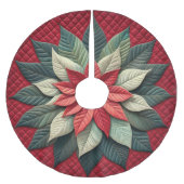 Stechmuster Poinsettia Rot Polyester Weihnachtsbaumdecke (Vorderseite)