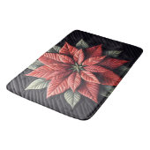 Stechmuster Poinsettia Schwarz Badematte (Schrägansicht)