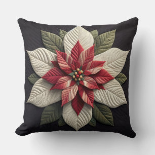 Stechmuster Poinsettia Schwarz Kissen