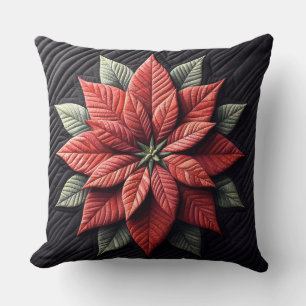 Stechmuster Poinsettia Schwarz Kissen