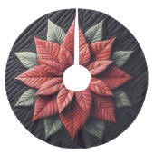 Stechmuster Poinsettia Schwarz Polyester Weihnachtsbaumdecke (Vorderseite)
