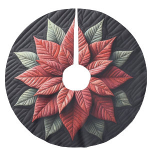 Stechmuster Poinsettia Schwarz Polyester Weihnachtsbaumdecke