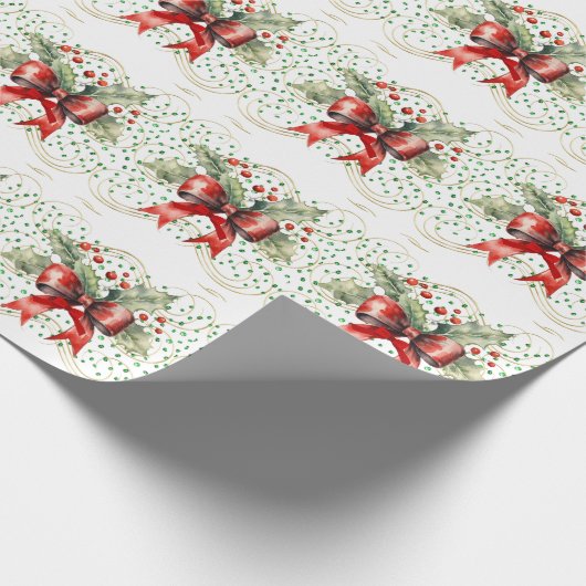 Stechpalme auf grünen Steinen Geschenkpapier (Ecke)