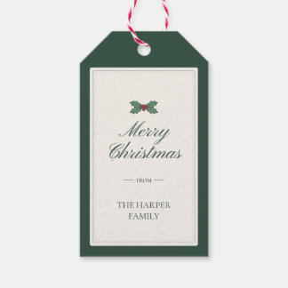 Stechpalme "Frohe Weihnachten von" Familien-Gesche Geschenkanhänger
