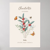 Stechpalme Geburtsmonats-Blumenposter Poster (Vorne)