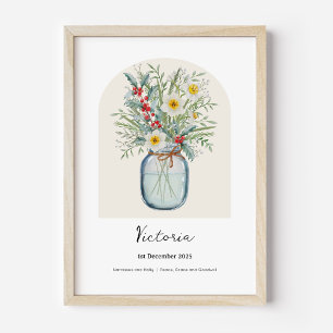 Stechpalme Narzisse Dezember Geburtsblume Poster