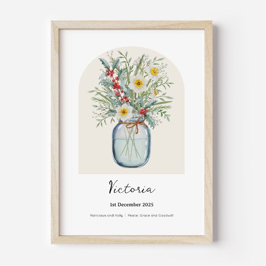 Stechpalme Narzisse Dezember Geburtsblume Poster