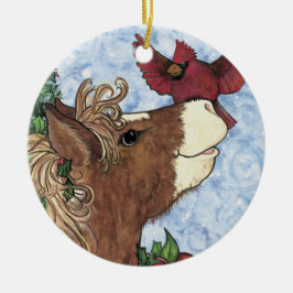 Stechpalme-tägige Pony-Weihnachtsverzierung Keramikornament