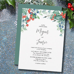 Stechpalme und Beeren Aquarell Winter Hochzeit Ein Einladung