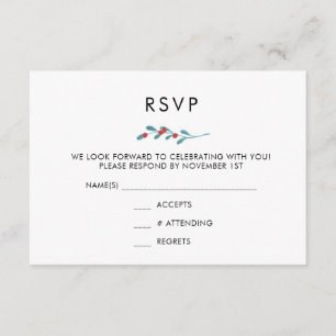 Stechpalme und Beeren Winterhochzeit RSVP-Karte Einladung