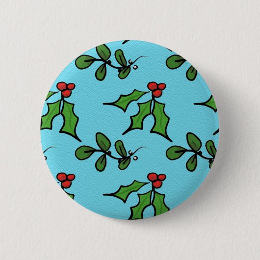 Stechpalme und Mistelzweig Button (Vorderseite)