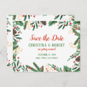 Stechpalme verlässt Beeren-Weihnachten | Save the Ankündigungspostkarte (Vorne/Hinten)