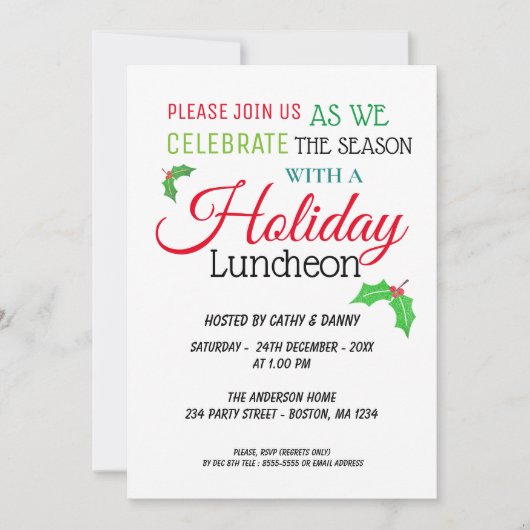 Stechpalme verlässt einladung (Vorderseite)