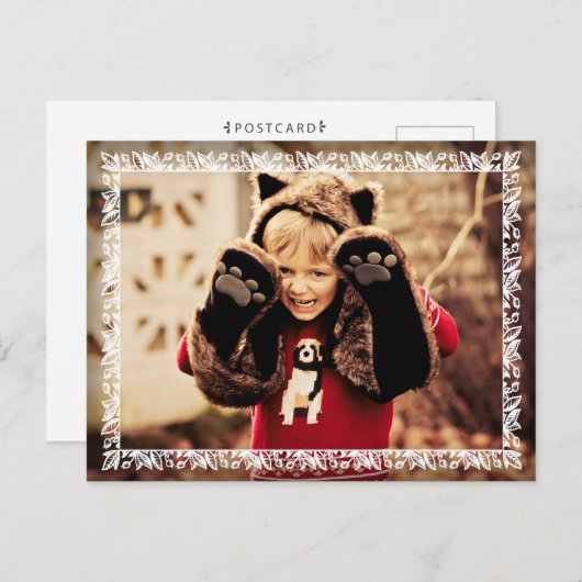 Stechpalme verlässt weißen feiertagspostkarte (Vorne/Hinten)