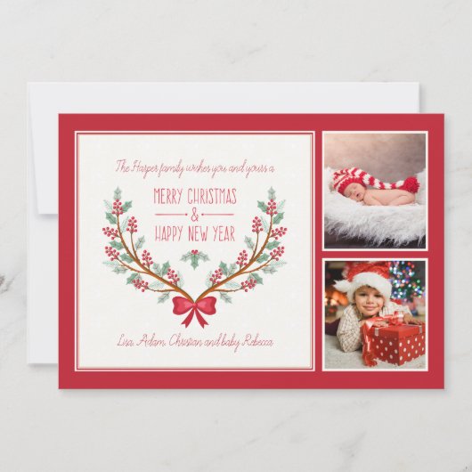 Stechpalme verzweigt sich der 2 feiertagskarte (Vorderseite)