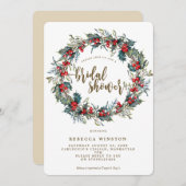 Stechpalme Wreath-Winter-Brautparty laden ein Einladung (Vorne/Hinten)