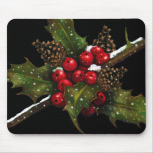 Stechpalmen-Beeren, Kiefern-Kegel: Mousepad