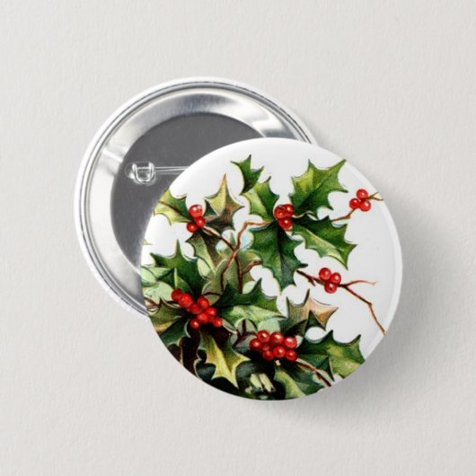 Stechpalmen-Beeren-Knopf Button (Vorne & Hinten)