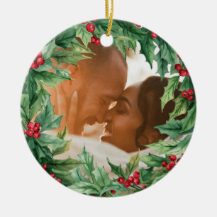 Stechpalmen-Beeren-Mistelzweig-individuelle Weihna Keramik Ornament