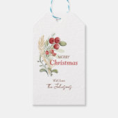 Stechpalmen-Beeren-Rustikale einfache Weihnachtsfe Geschenkanhänger (Vorderseite)