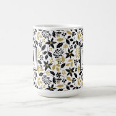 Stechpalmen-Beeren Schwarz Gold Name Monogramm Wei Kaffeetasse (Mittel)