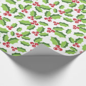 Stechpalmen-Beeren-Stechpalme verlässt Geschenkpapier (Ecke)