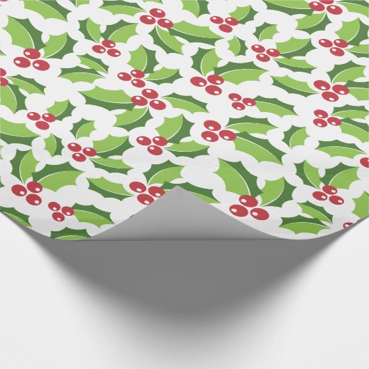 Stechpalmen-Beeren-Stechpalme verlässt Geschenkpapier (Ecke)