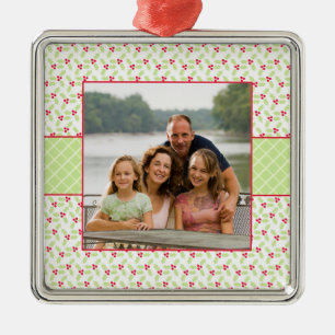 Stechpalmen-Beeren-Weihnachts-Foto-Ornament Silbernes Ornament
