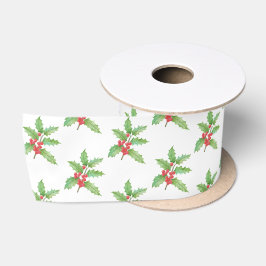 Stechpalmen-Beeren-Weihnachtspapier Satinband