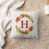 Stechpalmen-Beerenwreath-mit Monogramm Kissen (Decke)