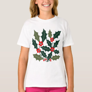 Stechpalmen-Blatt-Rand-Mitte-des-Jahrhunderts-Mode T-Shirt