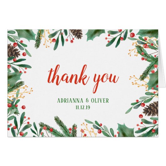 Stechpalmen-Blätter-Beeren-Weihnachten Wedding | (Vorderseite (Horizontal))