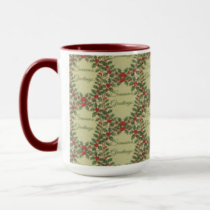 Stechpalmen-Dekor Grußkarten zum Weihnachtsfest Tasse