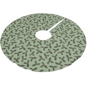 Stechpalmen-Grünmuster Polyester Weihnachtsbaumdecke (Schrägansicht)