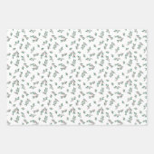 Stechpalmen-Grünmuster Weihnachtsgeschenke Geschenkpapier Set (Vorderseite 2)