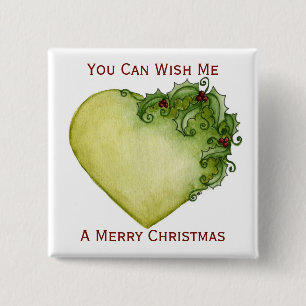 Stechpalmen-Herz-Baum-Knopf Button