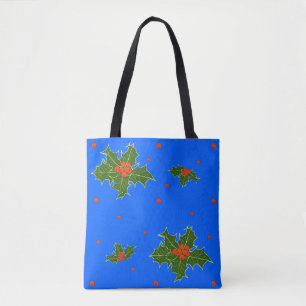 Stechpalmen- (Ilex) Weihnachtsmotiv auf festlichem Tasche