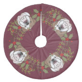 Stechpalmen-Kranz-englischer Fleece Weihnachtsbaumdecke (Vorderseite)