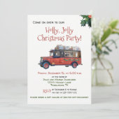 Stechpalmen-lustiges WeihnachtsParty-Vintage Einladung (Stehend Vorderseite)