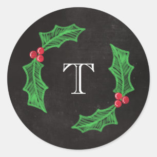 Stechpalmen-lustiges Weihnachtsrustikales Runder Aufkleber
