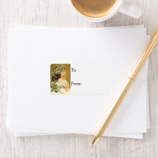 Stechpalmen-Mädchen-Vintager Geschenk-Umbau Adressaufkleber (Insitu)