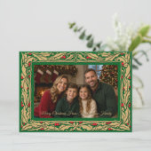 Stechpalmen-Rand Foto Weihnachten (Stehend Vorderseite)