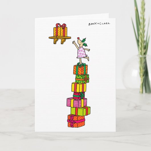 Stechpalmen-Rotwild mit Geschenke Weihnachtskarte Feiertagskarte (Vorderseite)