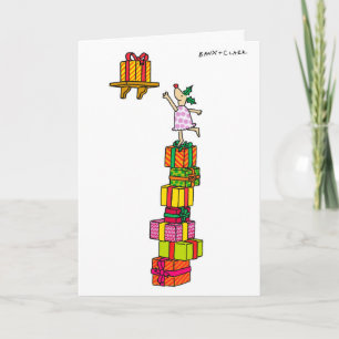 Stechpalmen-Rotwild mit Geschenke Weihnachtskarte Feiertagskarte