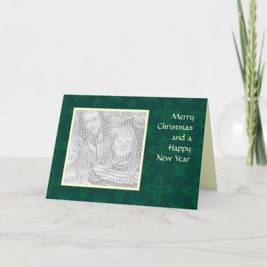 Stechpalmen-Schnee-Weihnachtsschablone Feiertagskarte (Vorderseite)