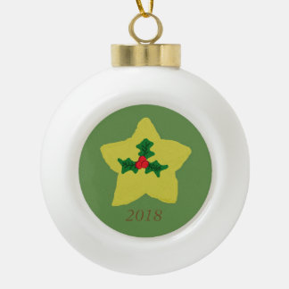 Stechpalmen-Stern Keramik Kugel-Ornament