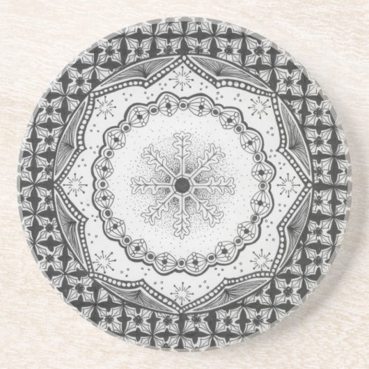 Stechpalmen-u. Schneeflocke-Sandstein-Untersetzer Untersetzer (Vorne)